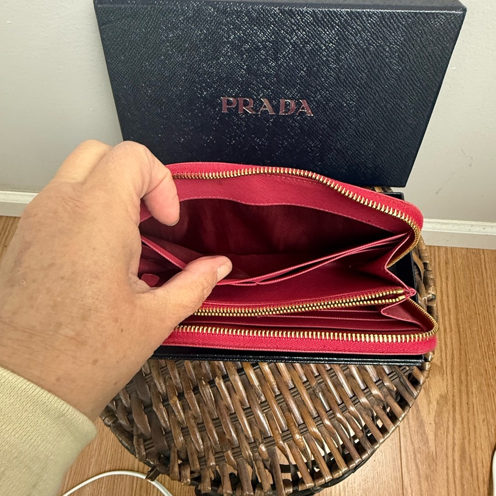 Prada Pink Saffiano Leather Zip Around Wallet - Picture 6 of 7